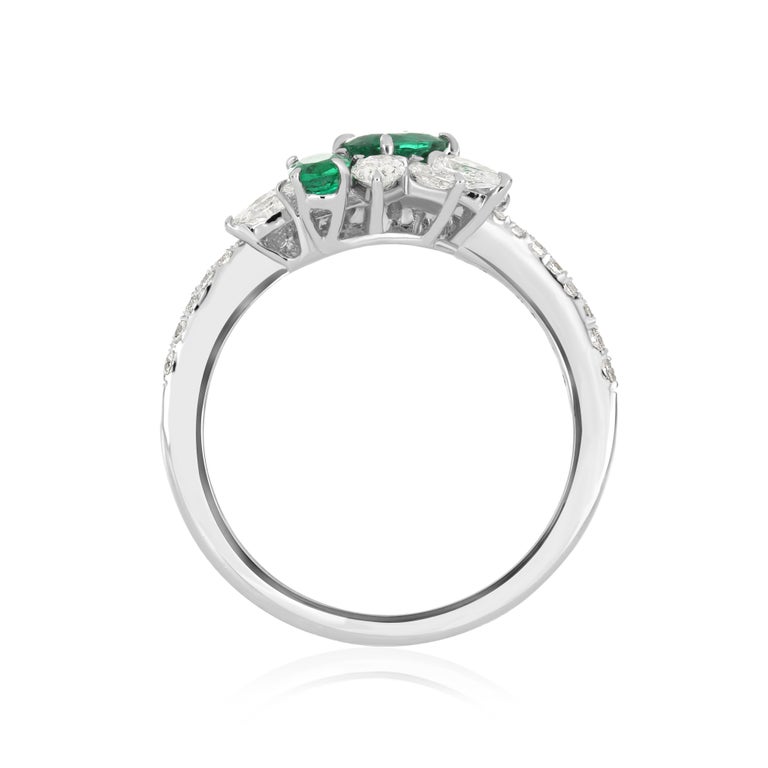 Customizable Emerald and Diamond Ring 18 Karat White Gold For Sale at ...