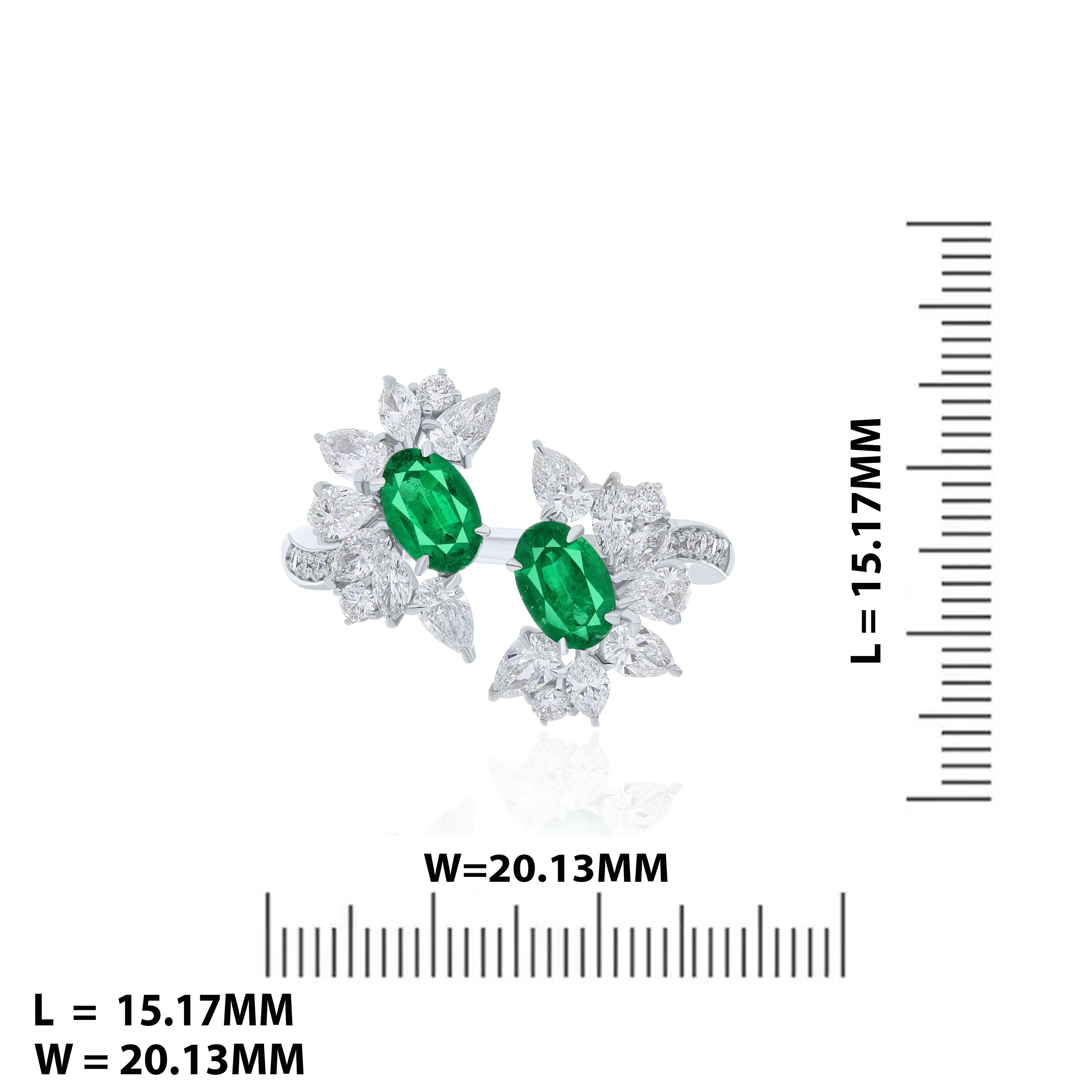 For Sale:  Emerald And Diamond Ring 18K White Gold handcraft Jewelry Ring For Wedding Wear 6