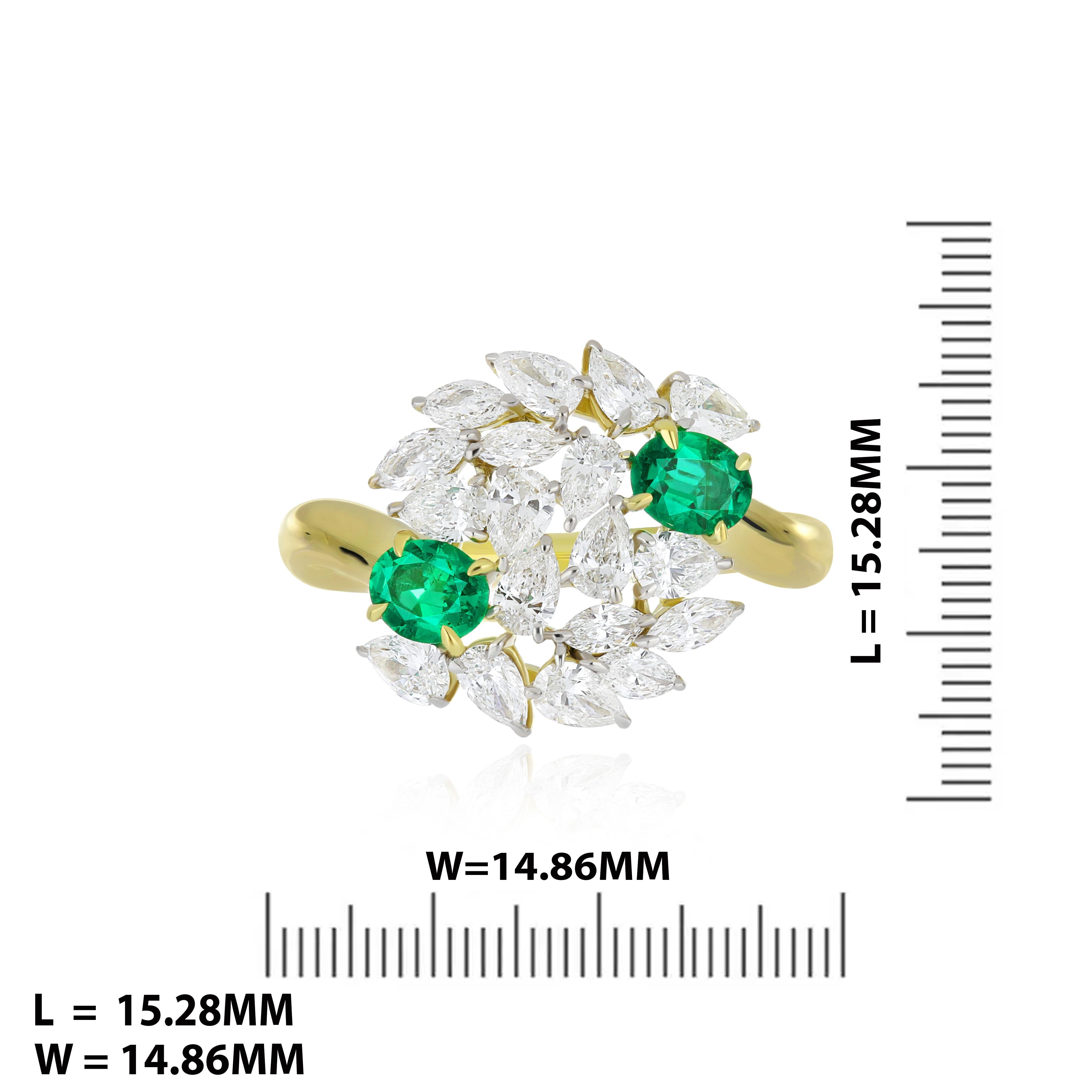 For Sale:  Emerald and Diamond Ring 18 Karat White Gold handcraft jewelry Ring for Gift 6
