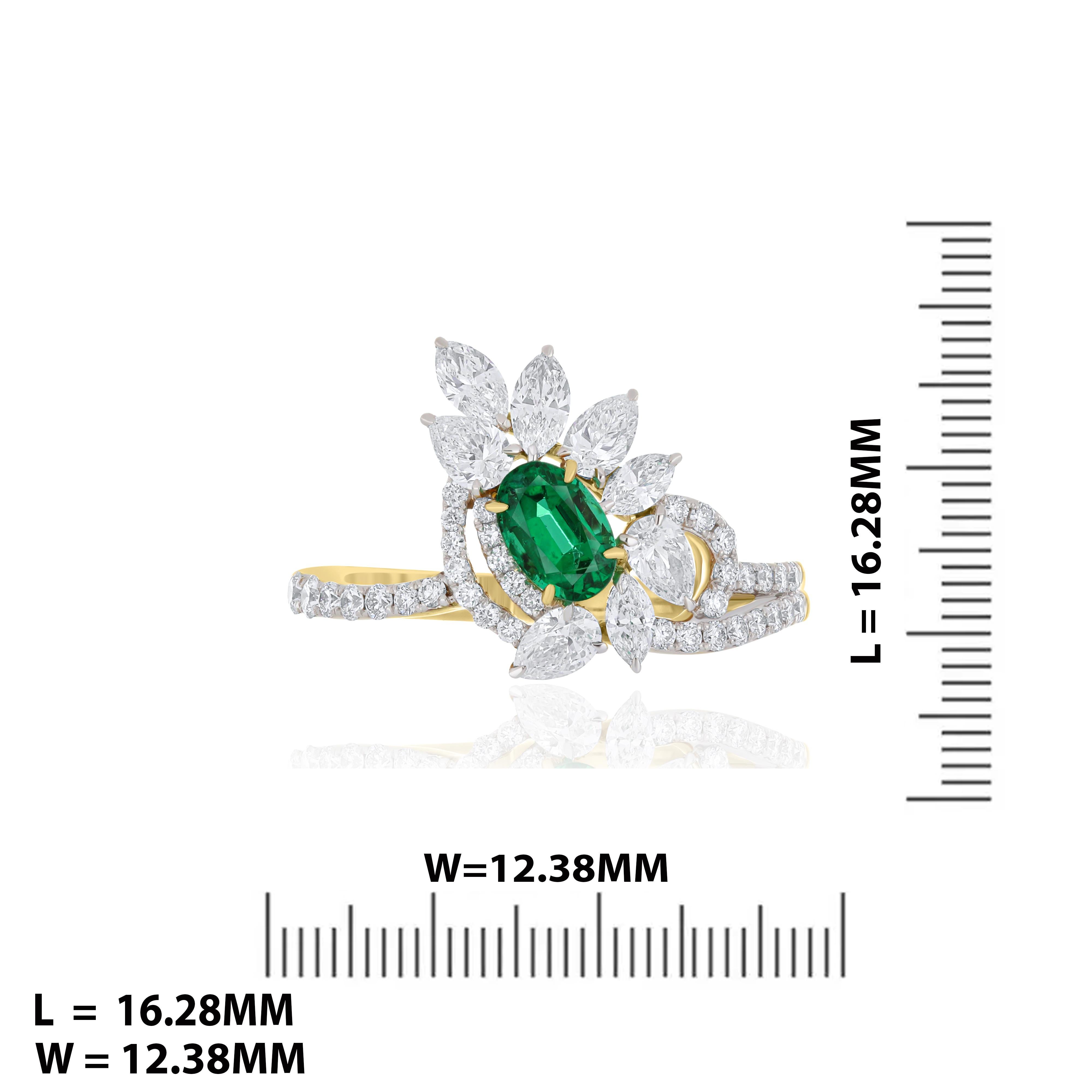 For Sale:  Emerald and Diamond Ring 18 Karat Yellow Gold handcraft jewelry for Party Wear 7