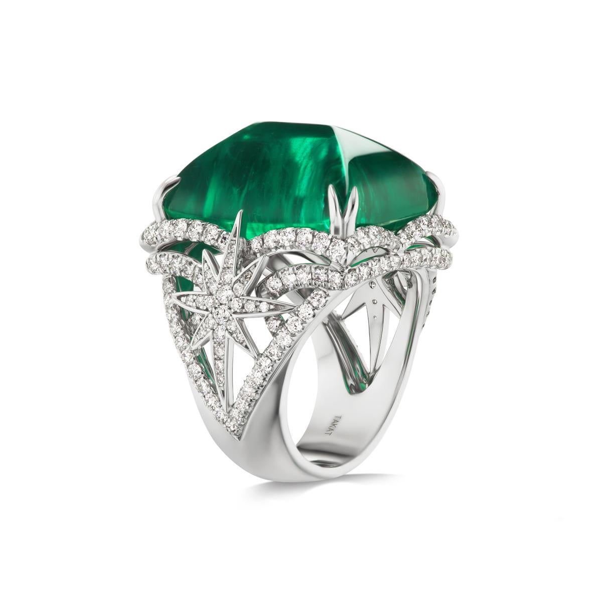 Cabochon Emerald and Diamond Ring by RayazTakat