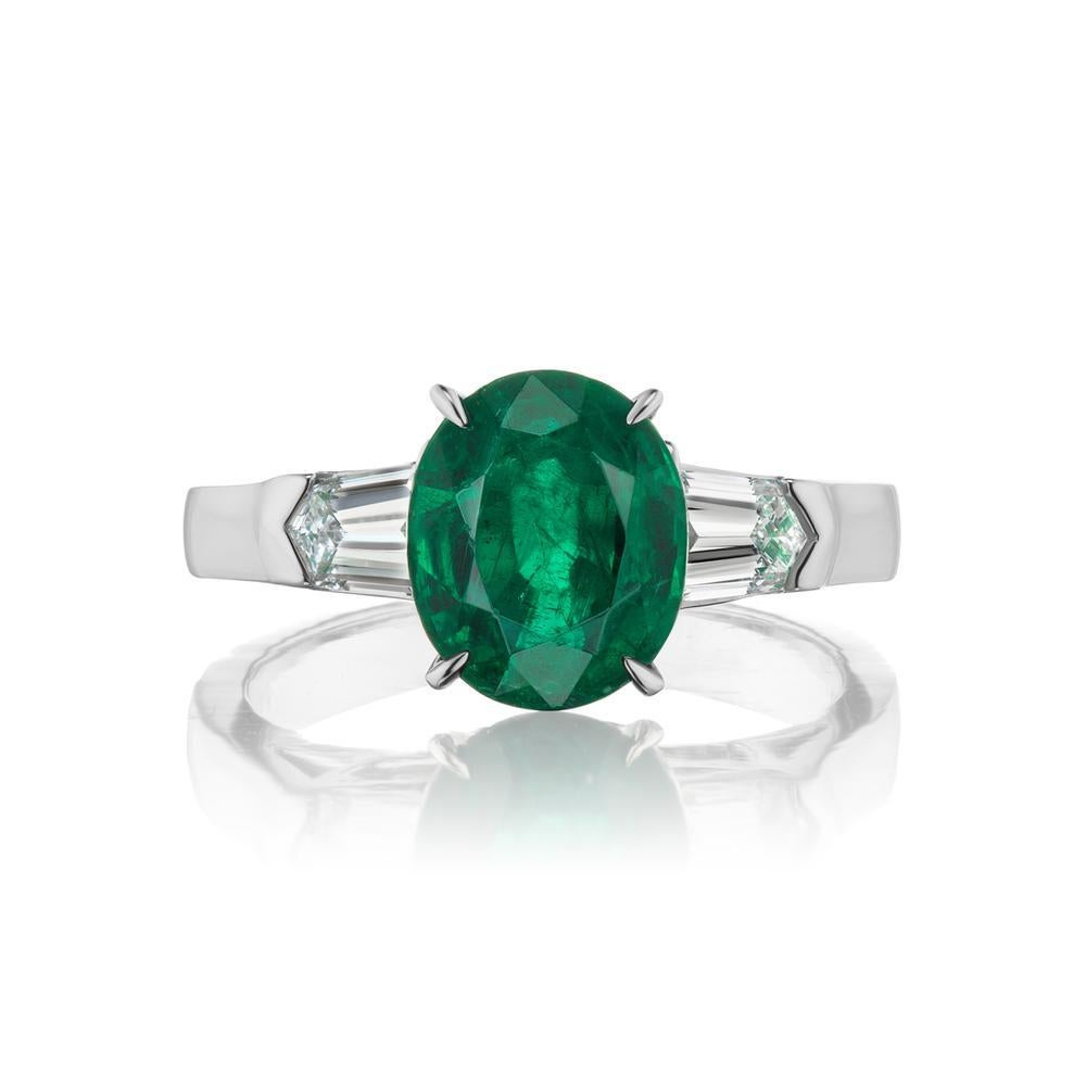 Modern Emerald And Diamond Ring In 18K White Gold By RayazTakat