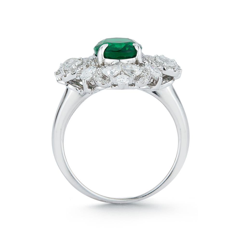 Oval Cut Emerald And Diamond Ring 