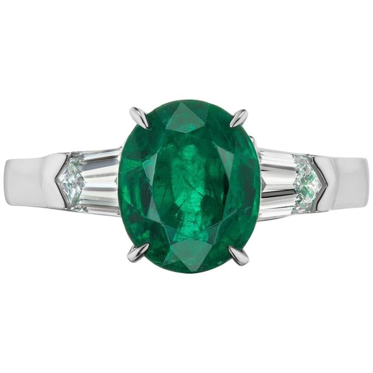 Emerald And Diamond Ring In 18K White Gold By RayazTakat
