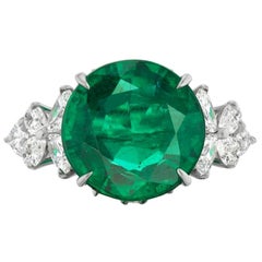 Takat 7.18 Cts Emerald And Diamond Ring In Platinum By RayazTakat