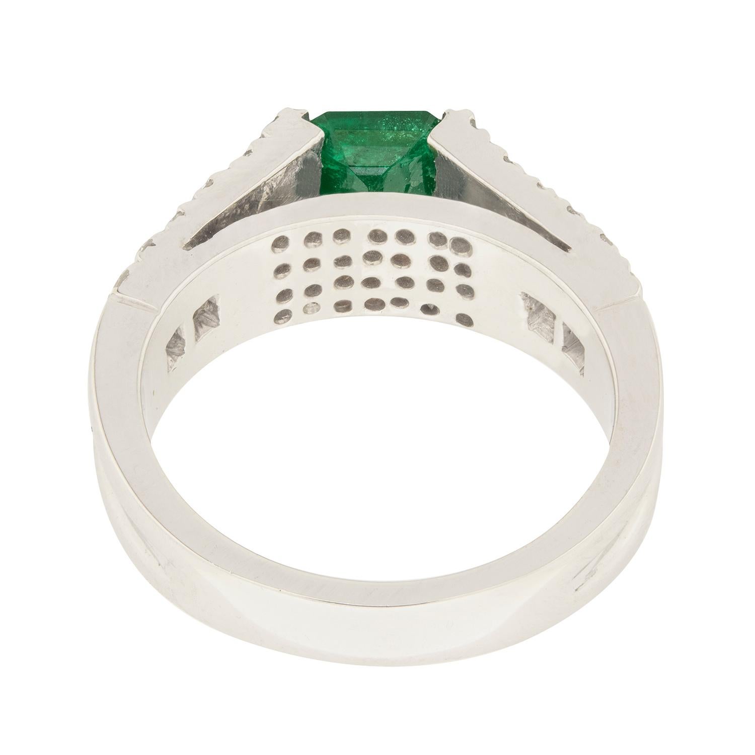 Emerald Cut Emerald and Diamond Ring, circa 1980s