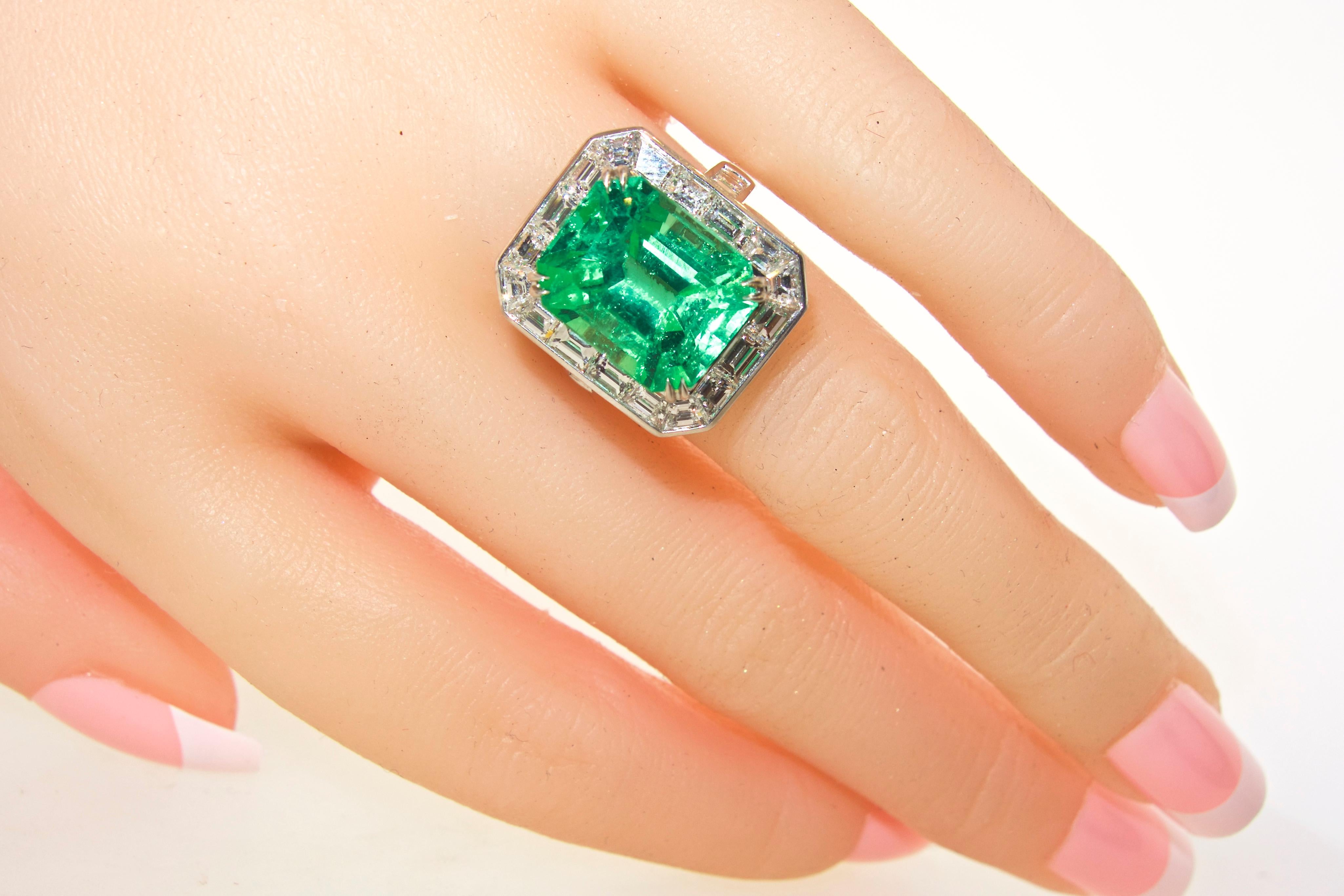 AGL Certified Natural, faint oil, Emerald and Diamond Ring 4