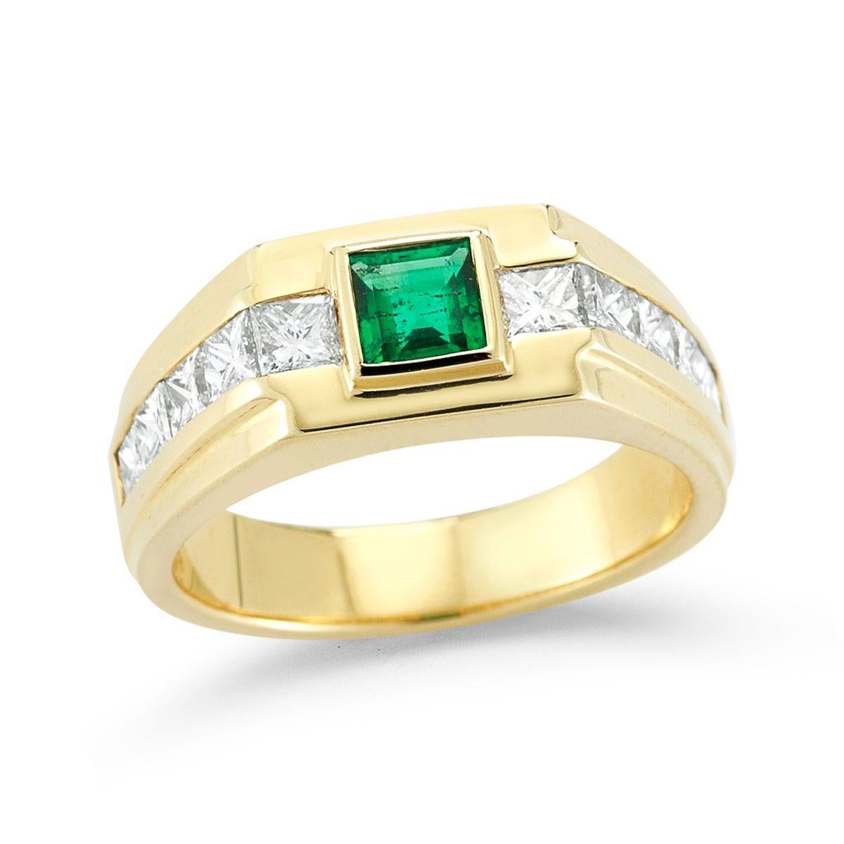 EMERALD AND DIAMOND RING
A clean and contemporary setting for a mens band.
Item: # 02159
Metal: 14k Y
Color Weight: 0.60 ct.
Diamond Weight: 1.70 ct.