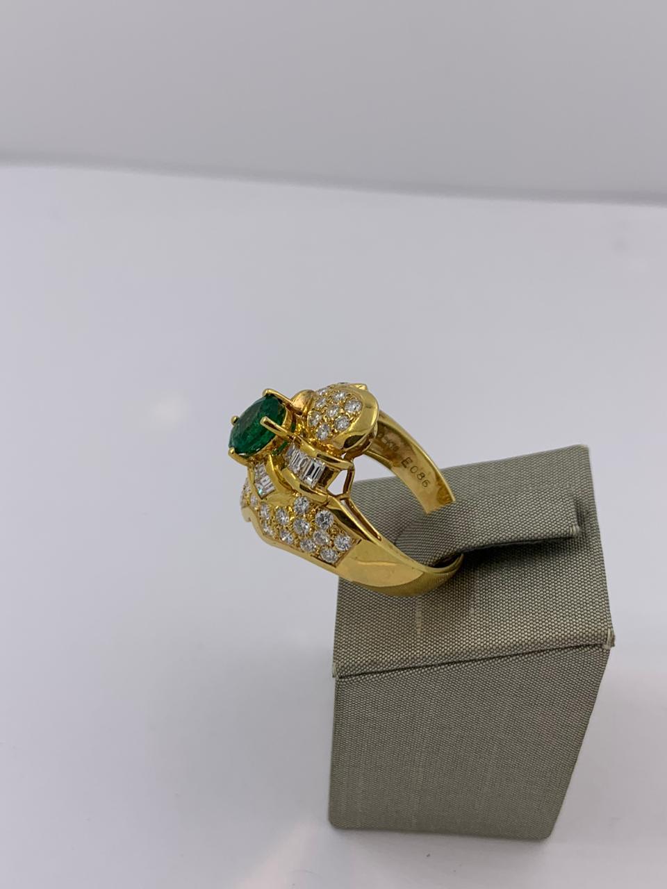 Art Deco Emerald and Diamond Ring For Sale