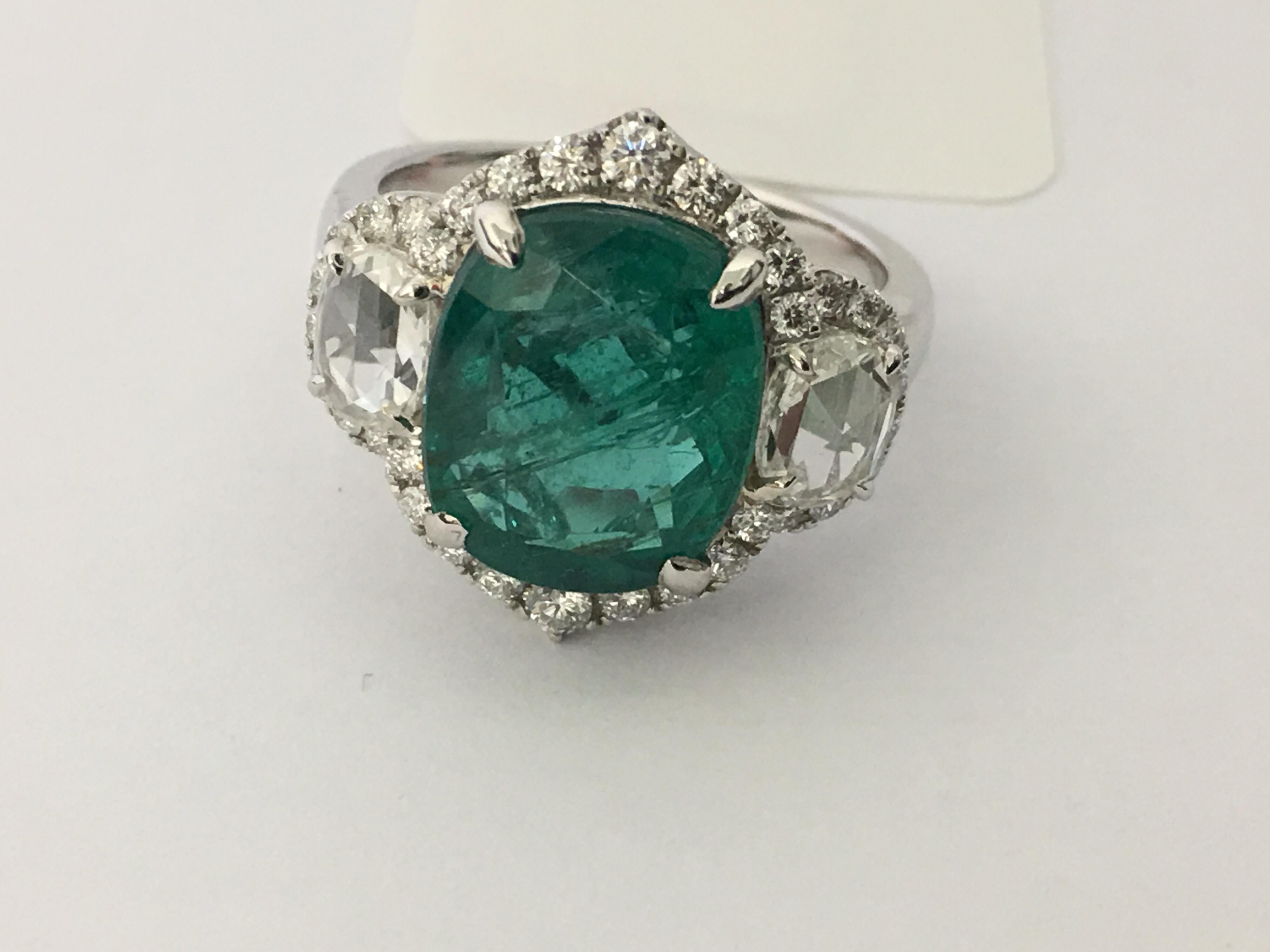 Artisan Emerald and Diamond Ring