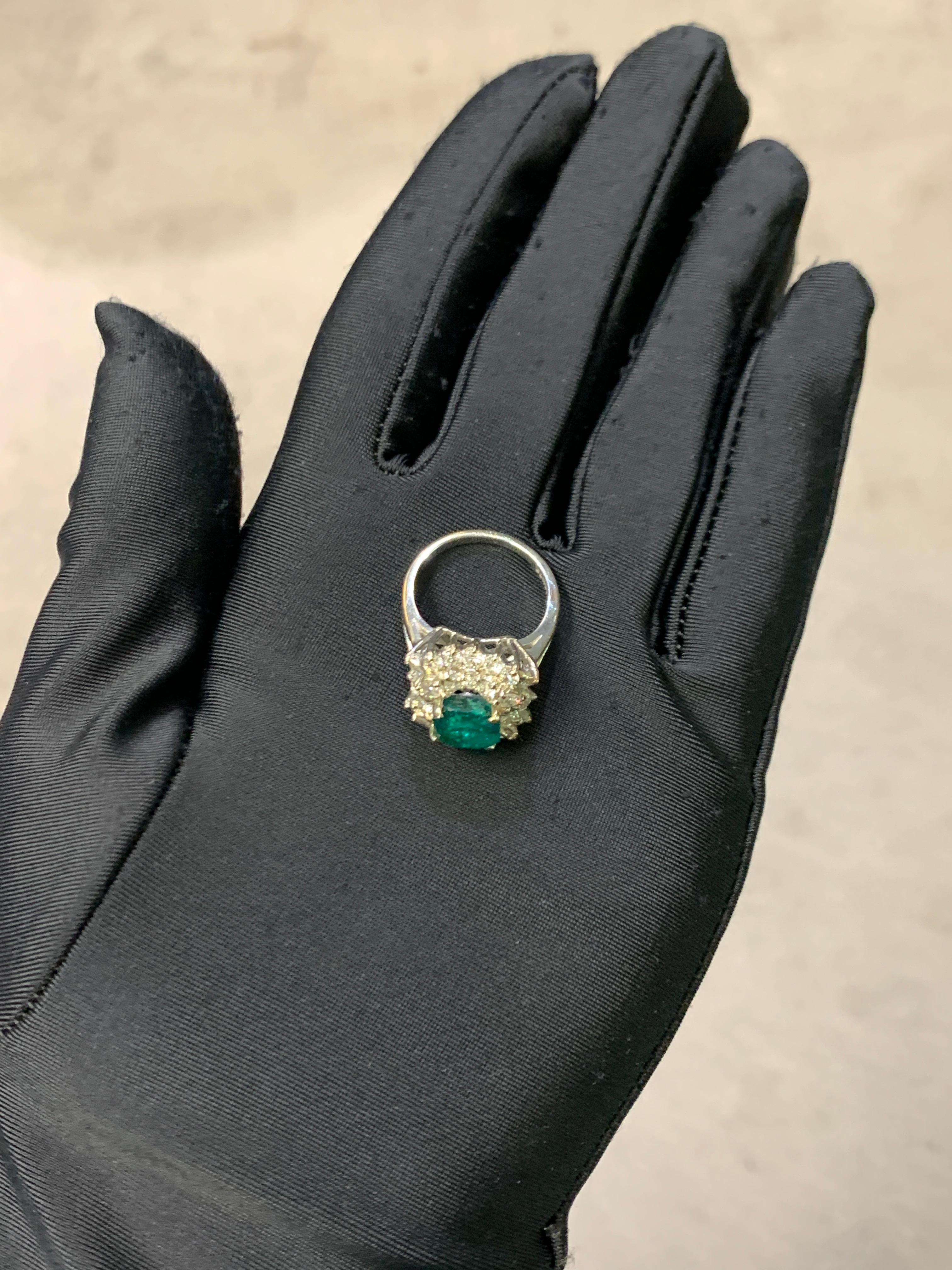 Emerald Cut Emerald and Diamond Ring  For Sale