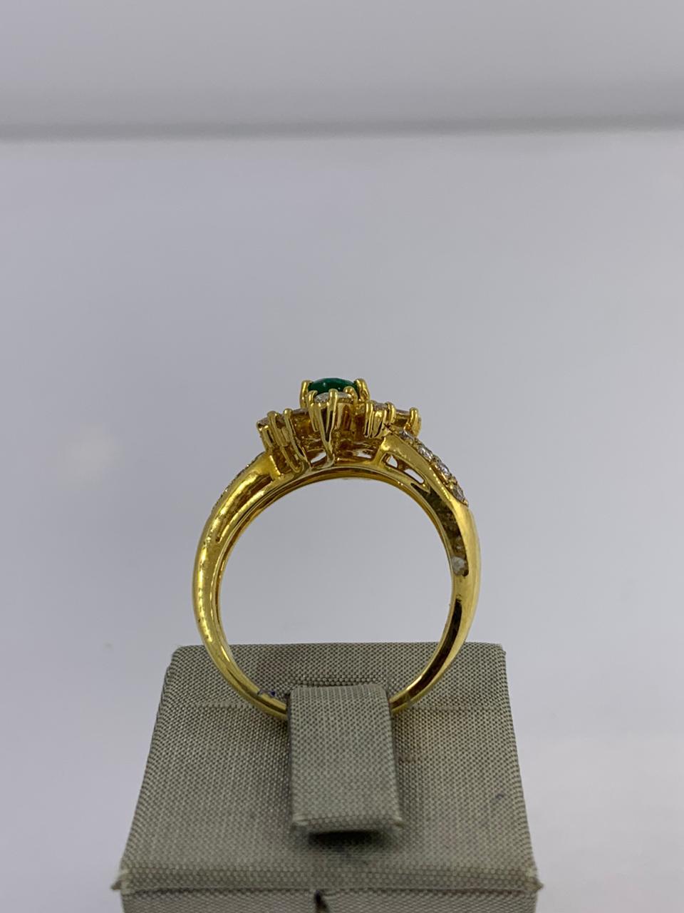 Oval Cut Emerald and Diamond Ring For Sale