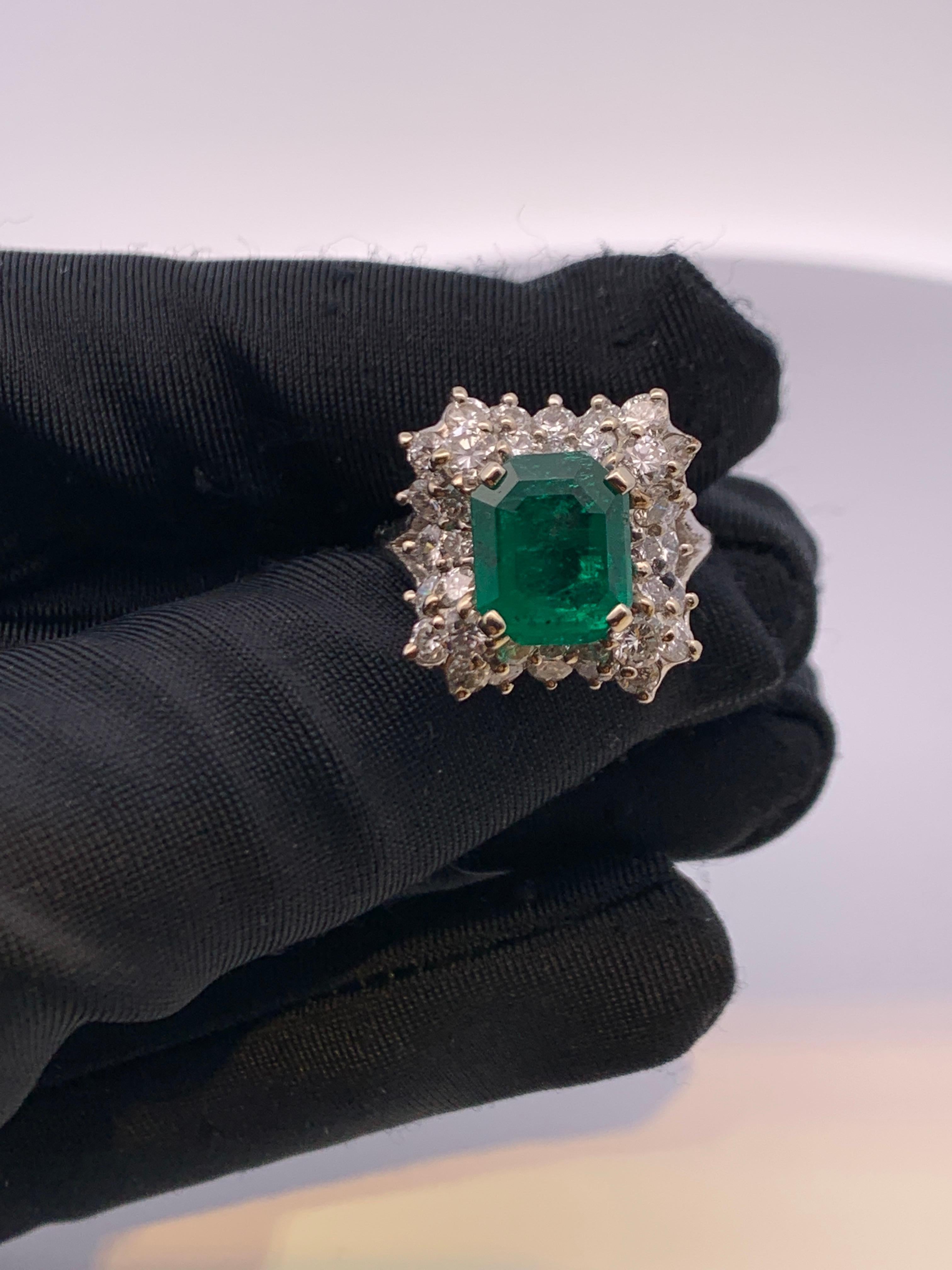 Women's or Men's Emerald and Diamond Ring  For Sale