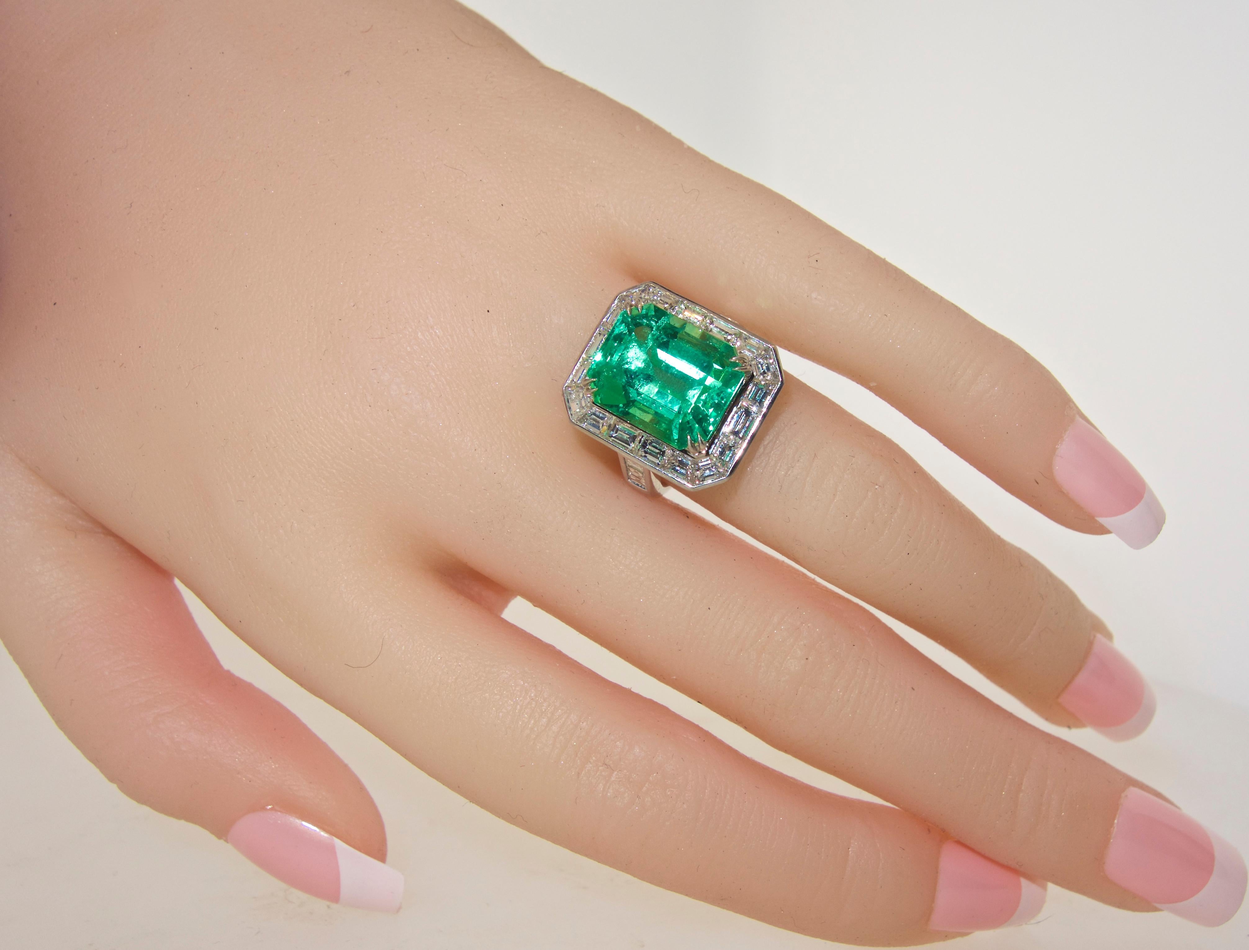 AGL Certified Natural, faint oil, Emerald and Diamond Ring 1