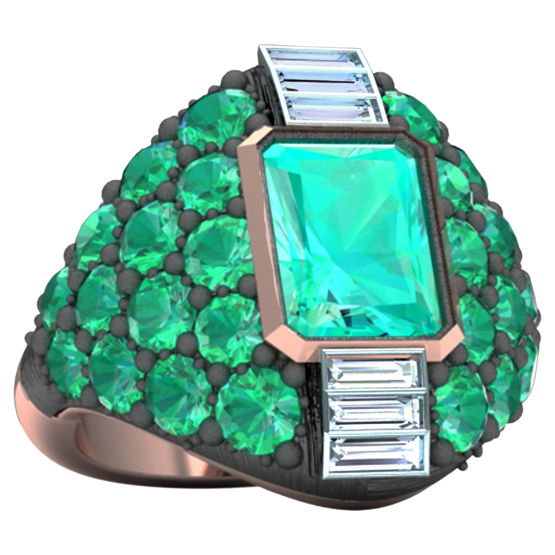 Ring mit Smaragd und Diamant im Angebot