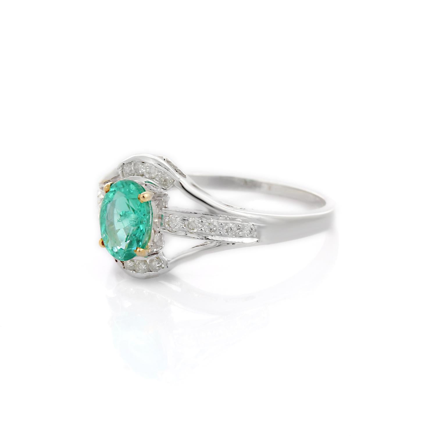 For Sale:  Emerald and Diamond Ring in 18 Karat White Gold  5