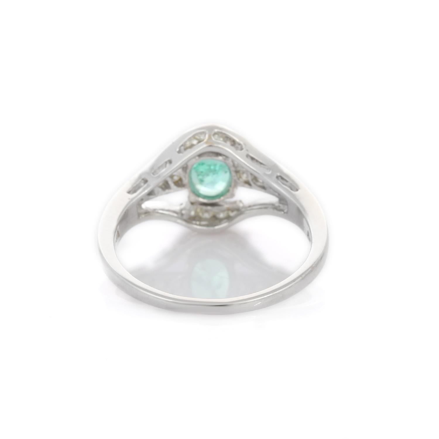 For Sale:  Emerald and Diamond Ring in 18 Karat White Gold  7
