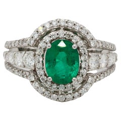 Used Emerald and Diamond Ring in 18 Karat Gold