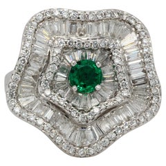 Emerald and Diamond Ring in 18 Karat Gold