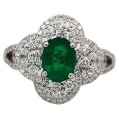 Used Emerald and Diamond Ring in 18 Karat Gold