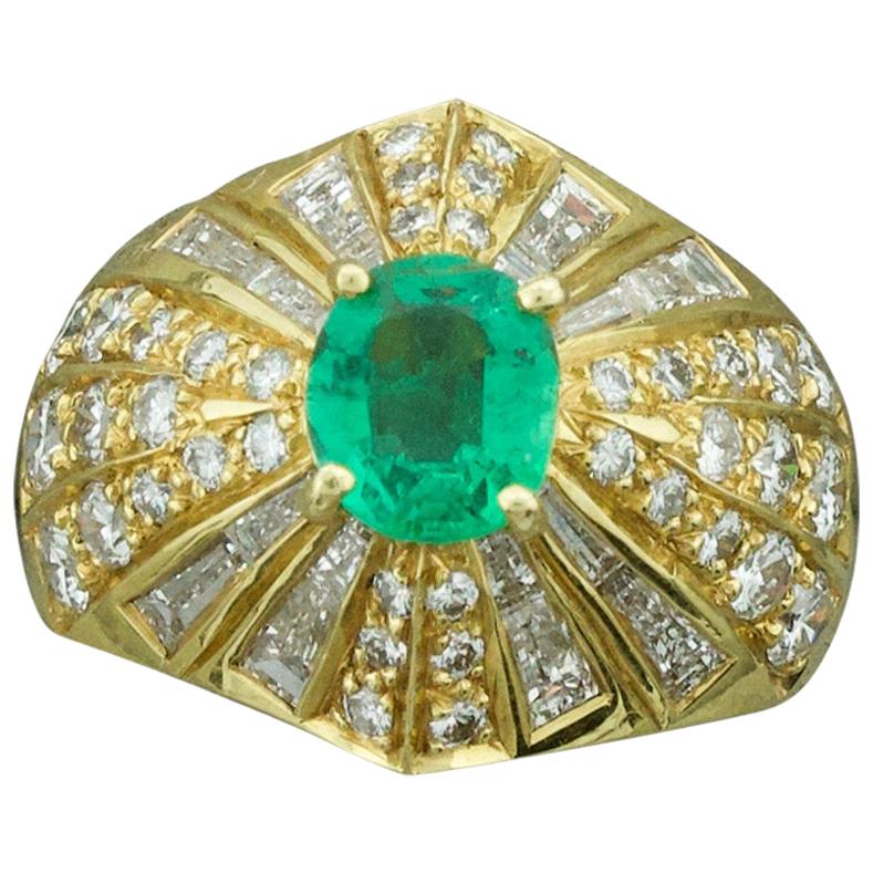 Emerald and Diamond Ring in 18 Karat "Terrell & Zimmelman" For Sale