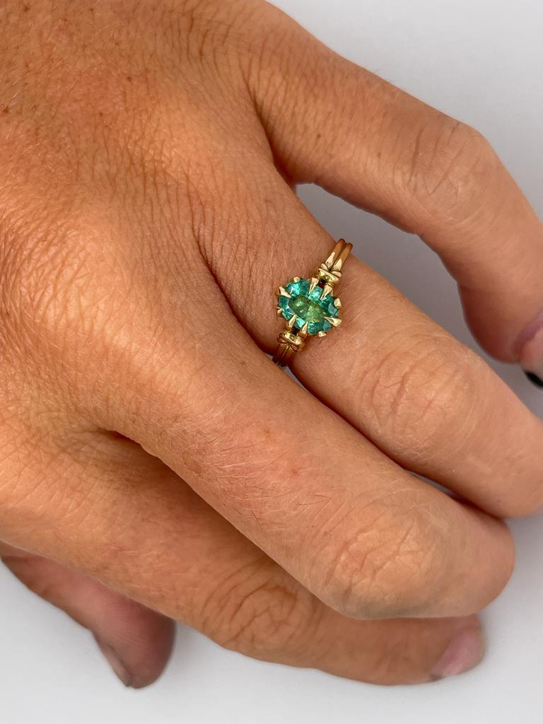 Emerald and Diamond Ring in 18ct Yellow Gold 2
