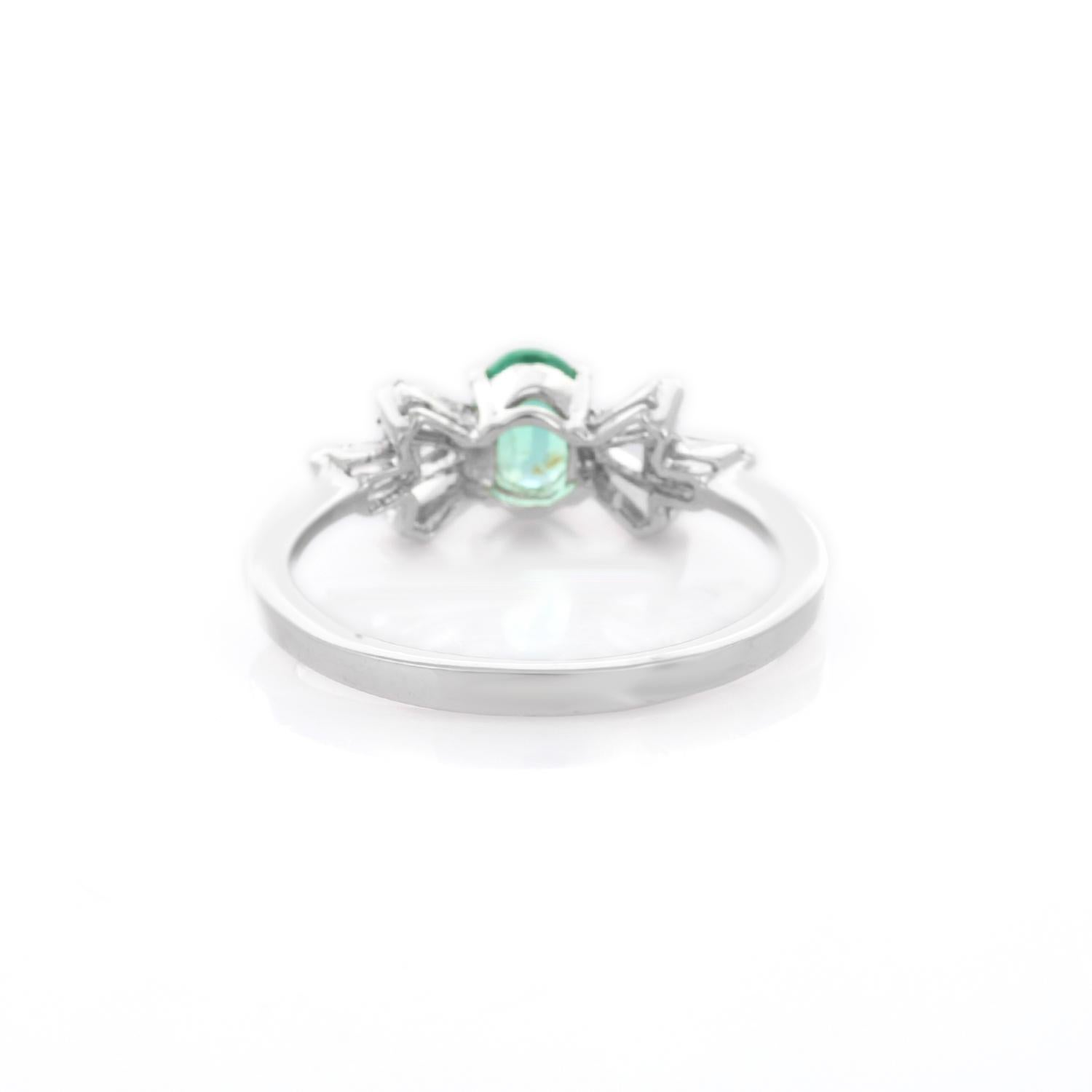 For Sale:  Emerald and Diamond Ring in 18K White Gold  5