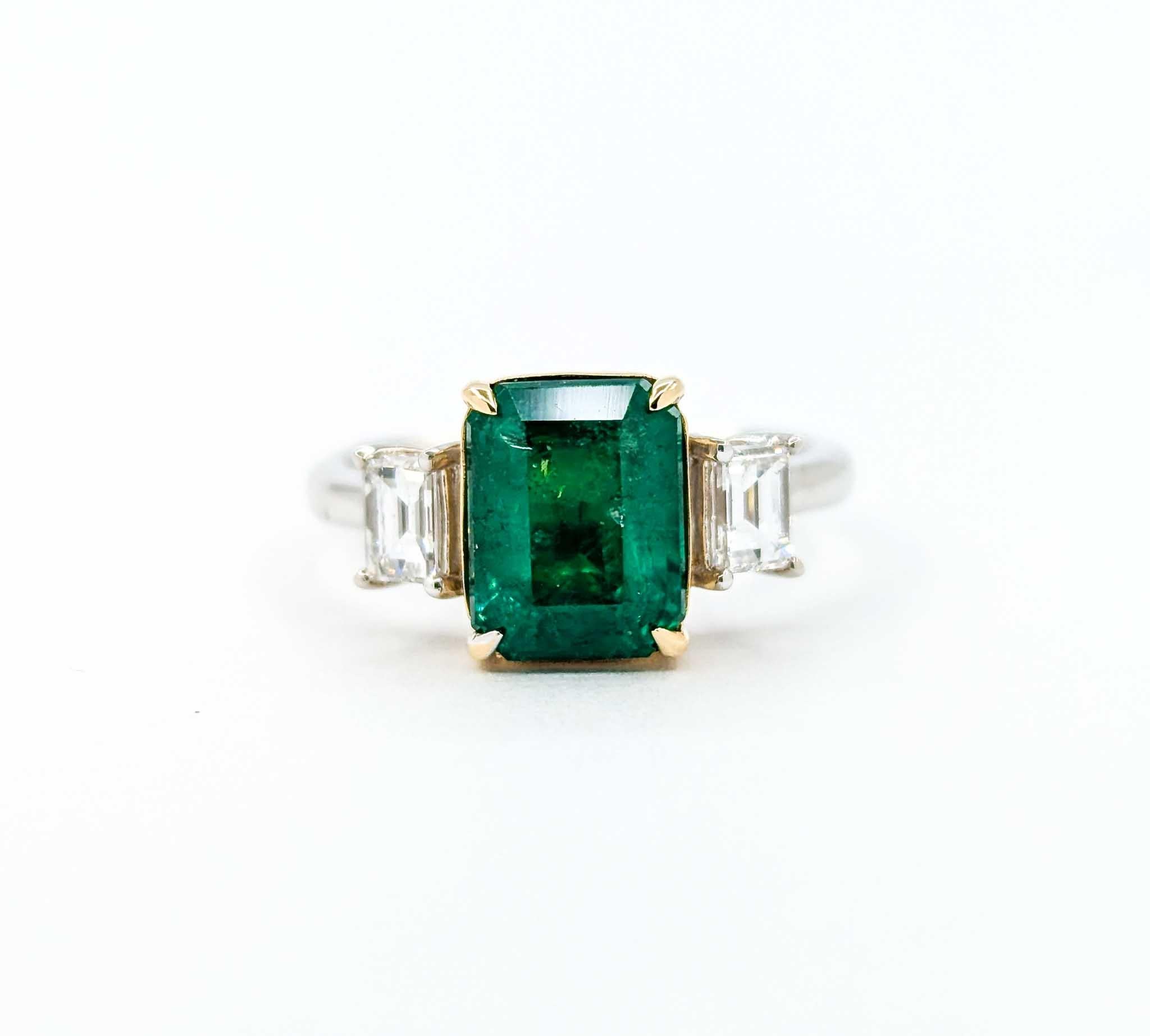 Emerald and Diamond Ring in Platinum/18k Yellow Gold 6