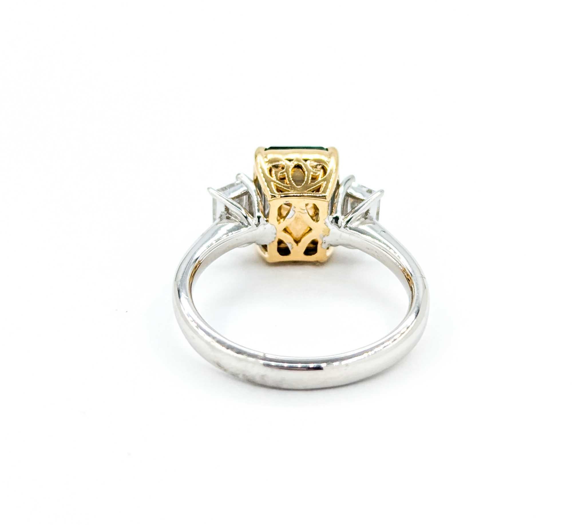 Emerald and Diamond Ring in Platinum/18k Yellow Gold 1