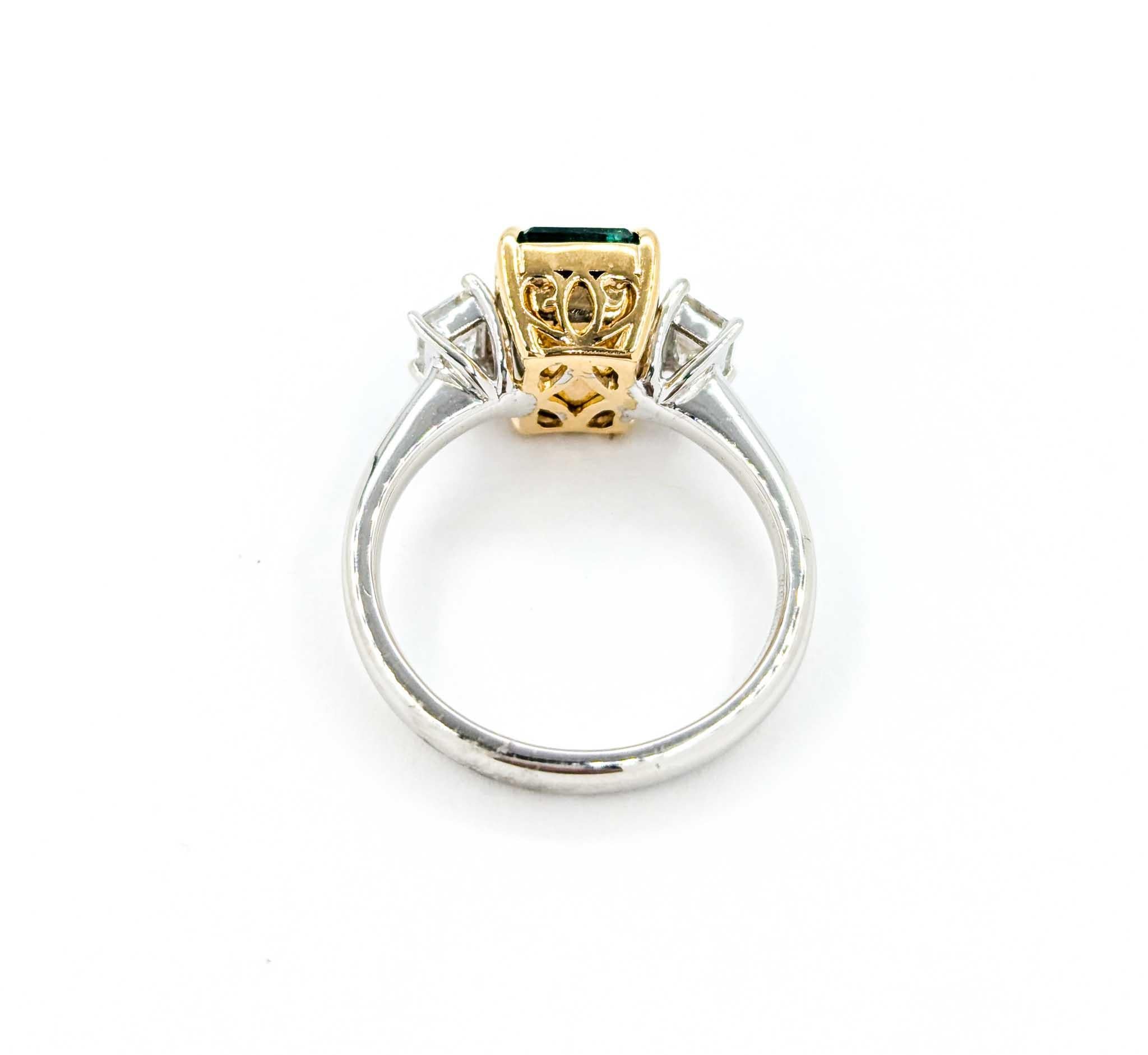 Emerald and Diamond Ring in Platinum/18k Yellow Gold 2