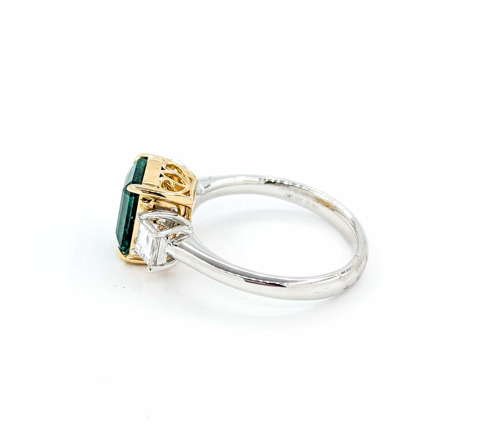 Emerald and Diamond Ring in Platinum/18k Yellow Gold 3