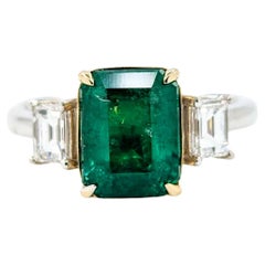 Emerald and Diamond Ring in Platinum/18k Yellow Gold
