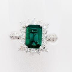 Emerald and Diamond Ring in Platinum