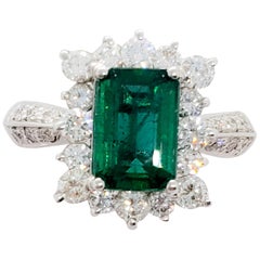Emerald and Diamond Ring in Platinum