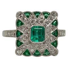 Emerald and Diamond Ring in Platinum