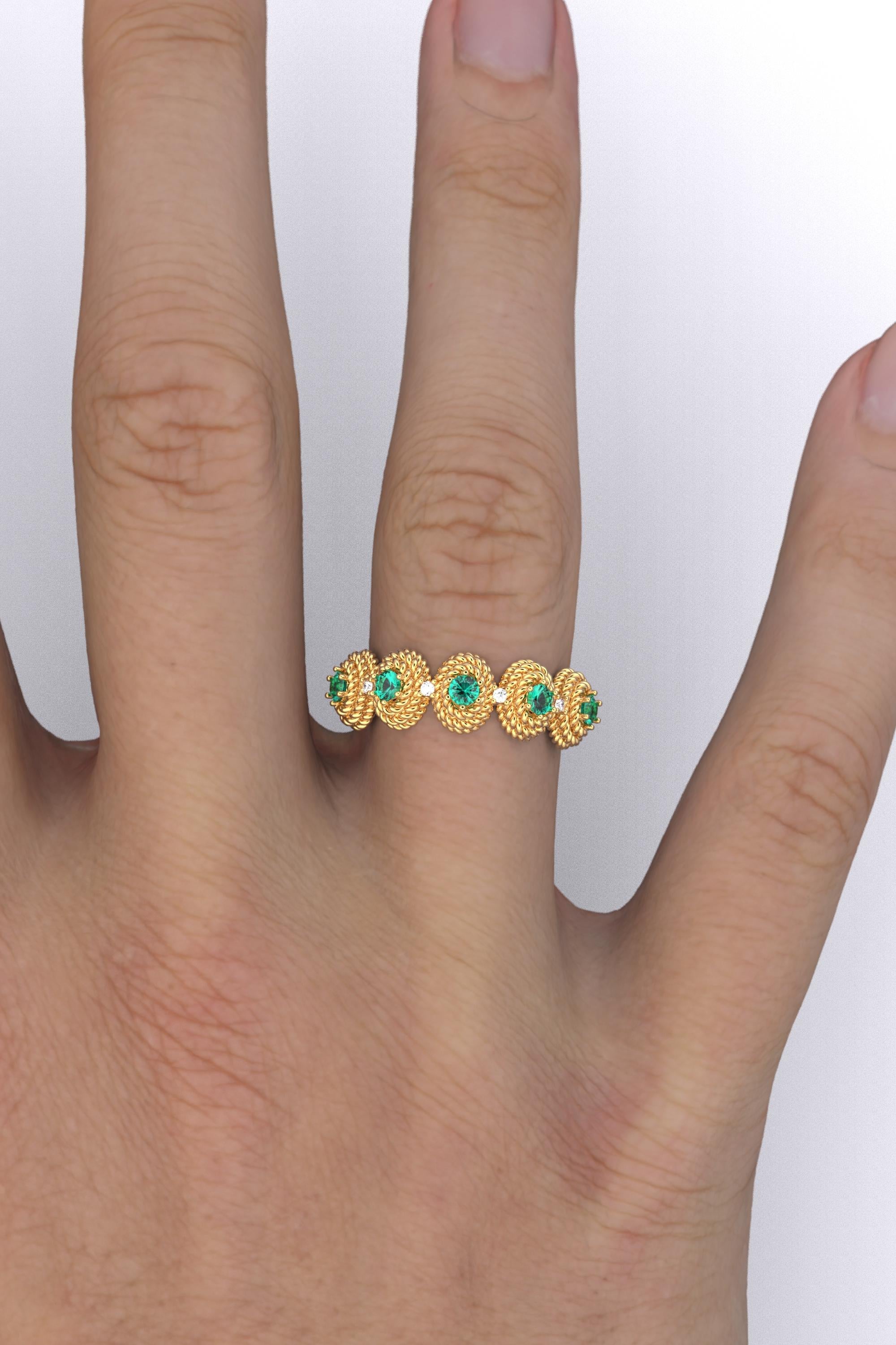 For Sale:  Emerald and Diamond Ring Made in Italy in 14k Gold by Oltremare Gioielli 8