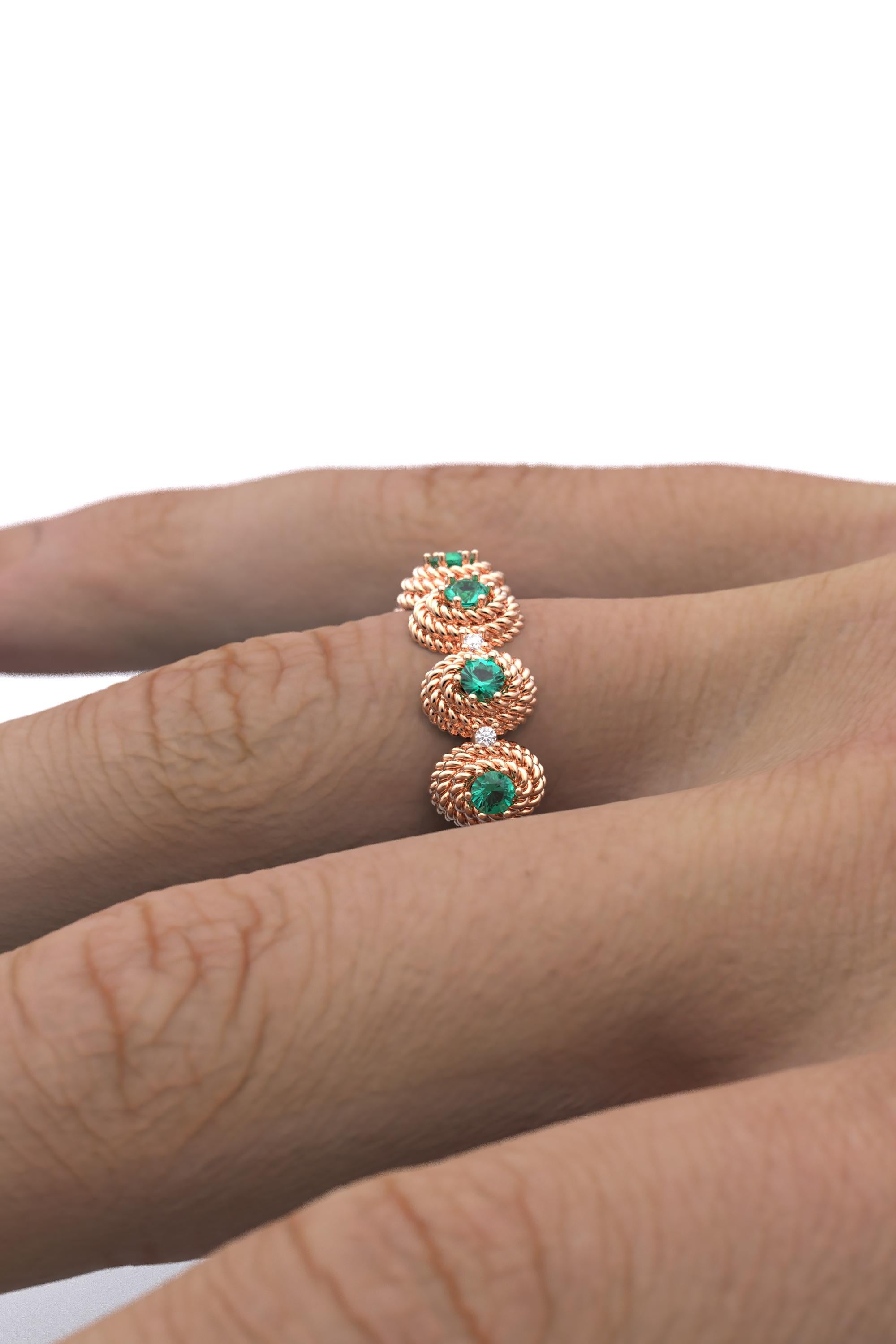 For Sale:  Emerald and Diamond Ring Made in Italy in 14k Gold by Oltremare Gioielli 9