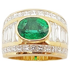 Emerald and Diamond Ring Set in 18K Gold Settings