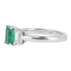 Emerald and Diamond Ring Set in Platinum