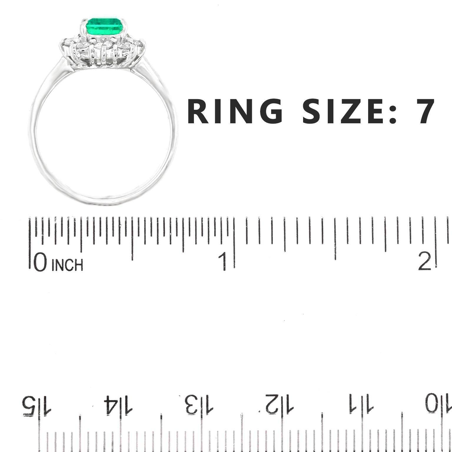 Emerald and Diamond-Set Platinum Ring 1