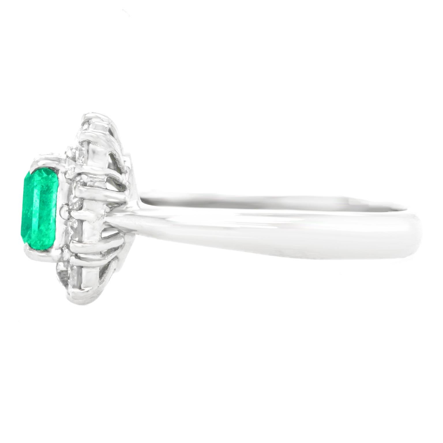 Emerald and Diamond-Set Platinum Ring 2