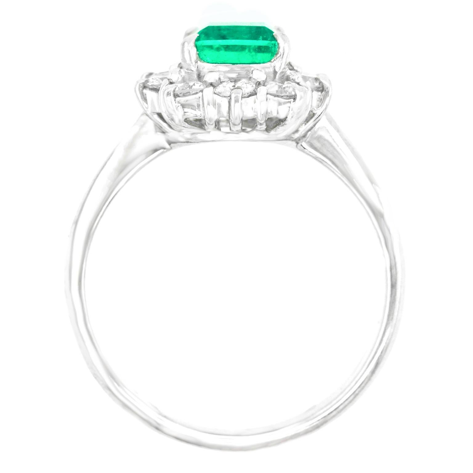 Emerald and Diamond-Set Platinum Ring 4