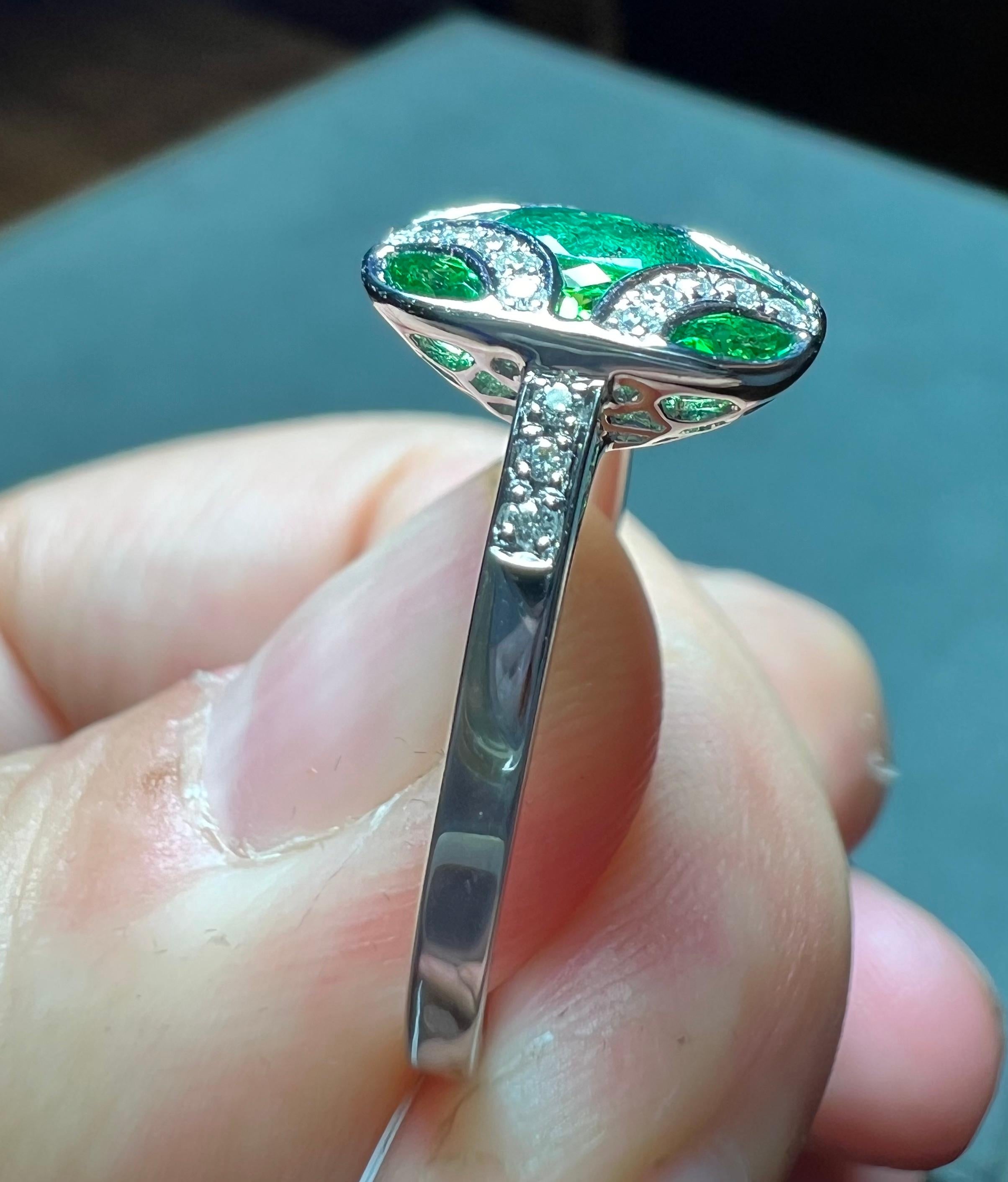 Emerald And Diamond Set Ring, 18 Carat Gold 1