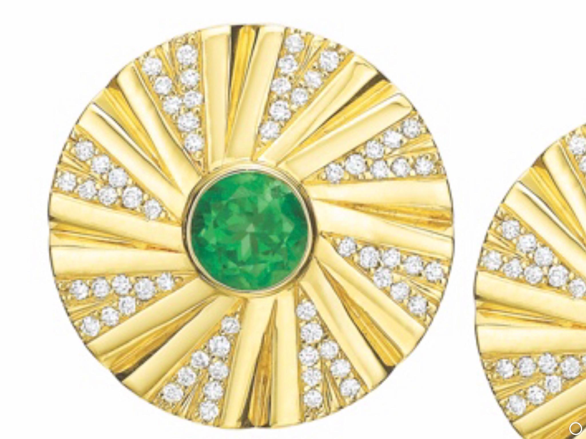 Contemporary Emerald and Diamond Shazam Series Earrings