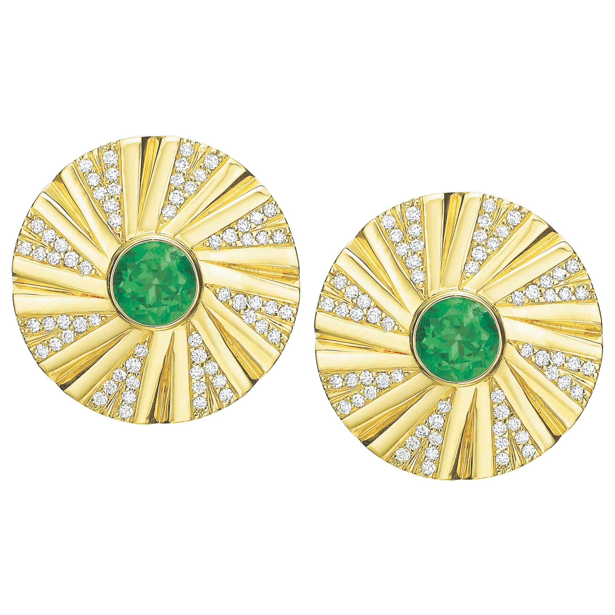 Emerald and Diamond Shazam Series Earrings