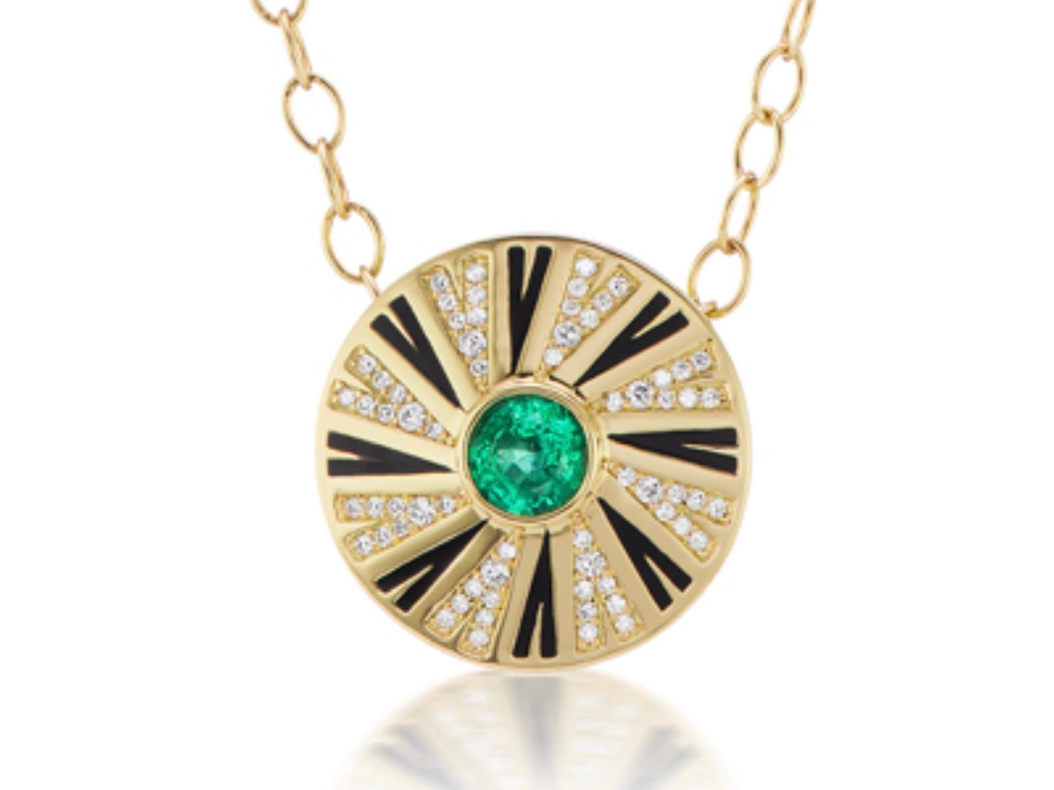 Halskette mit Diamanten und Smaragden (Zeitgenössisch) im Angebot