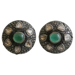 Ohrringe aus Sterlingsilber mit Smaragd und Diamantschliff