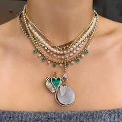 Emerald and Diamond Sprinkle Ball Chain Necklace