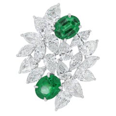 Emerald and Diamond Studded Pendant in 18KWhite Gold handcraft jewelry Pendant