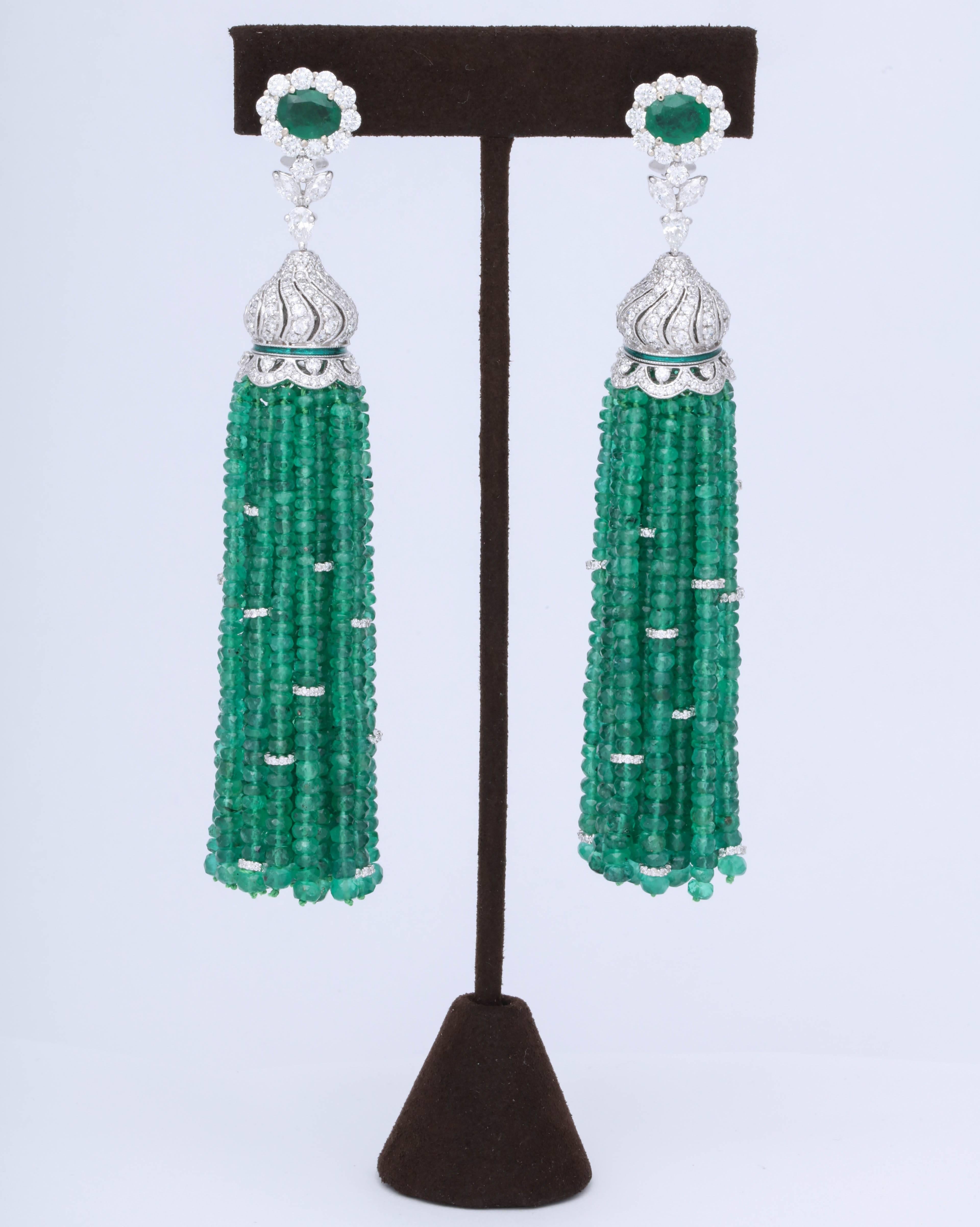 emerald tassel earrings